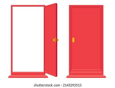 Open door ,door Illustration set of closed door  ,door Housing , future image