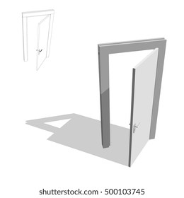 Open door. Isolated on white background. 3d Vector illustration.