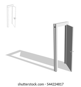 Open door. Isolated on white background. 3d Vector illustration.
