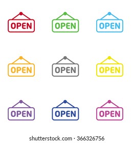 Open door label icon for web and mobile
