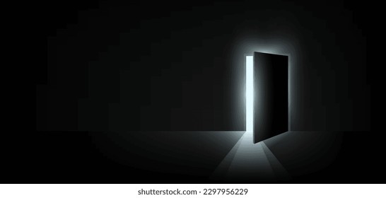 Open door with light going through it. Dark room.