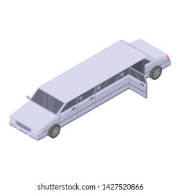 Open door limousine icon. Isometric of open door limousine vector icon for web design isolated on white background