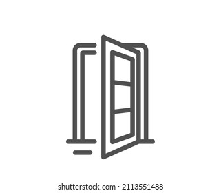 Open door line icon. Entrance doorway sign. Building entry symbol. Quality design element. Linear style open door icon. Editable stroke. Vector