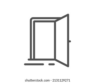 Open door line icon. Entrance doorway sign. Building entry symbol. Quality design element. Linear style open door icon. Editable stroke. Vector