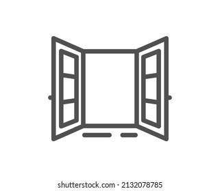 Open door line icon. Entrance doorway sign. Building exit symbol. Quality design element. Linear style open door icon. Editable stroke. Vector