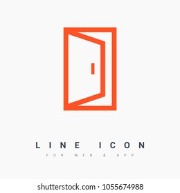 open door line vector icon