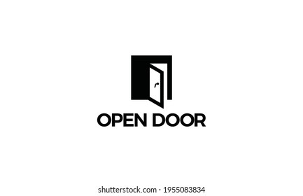 Open door logo vector icon illustration