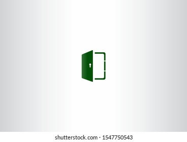 Open door logo vector, window icon with green color concept.