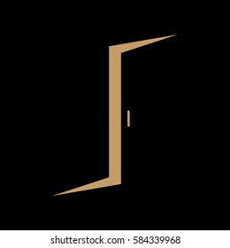 Open door night. Vector Icon.