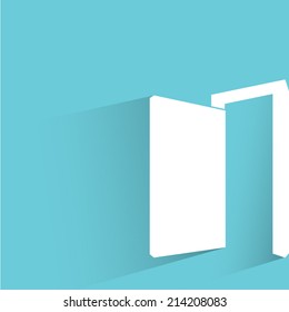 open door on blue background