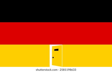  an open door on the German flag represents Germany's immigration policies toward welcoming immigrants and refugees 