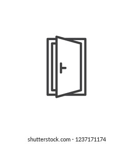 Open door outline icon. linear style sign for mobile concept and web design. Exit doorway simple line vector icon. Pull door smbol, logo illustration. Pixel perfect vector graphics