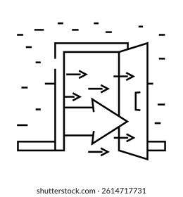 open door progress line icon vector. open door progress sign. isolated contour symbol black illustration
