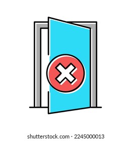 open door prohibition for safe children color icon vector. open door prohibition for safe children sign. isolated symbol illustration