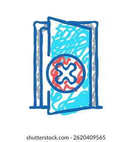 open door prohibition for safe children doodle icon sketch vector. open door prohibition for safe children sign. isolated symbol illustration