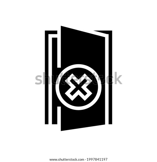 open door prohibition for safe children\
glyph icon vector. open door prohibition for safe children sign.\
isolated contour symbol black\
illustration