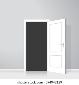 Open door. Realistic vector illustration
