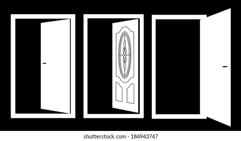  OPEN DOOR SET ILLUSTRATION VECTOR