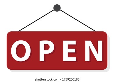 Open door sign flat design illustration