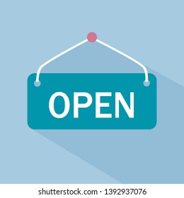 open door sign, flat icon vector illustration.