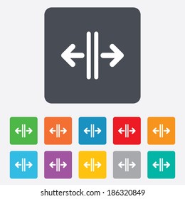 Open the door sign icon. Control in the elevator symbol. Rounded squares 11 buttons. Vector