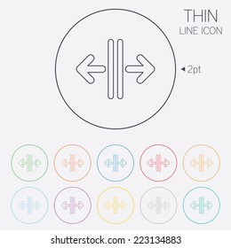 Open the door sign icon. Control in the elevator symbol. Thin line circle web icons with outline. Vector