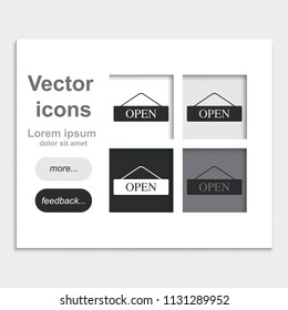 Open door sign placed on web page template flat vector icon.