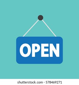 Open door sign vector illustration flat design.