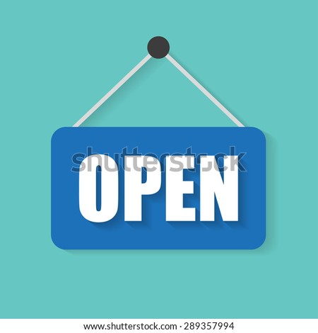 Open door sign vector illustration flat design