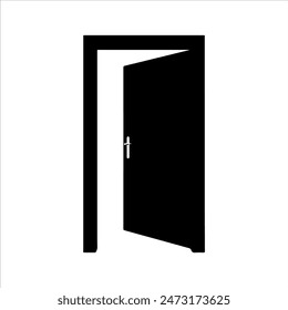 Open door silhouette isolated on white background. Open door icon vector illustration design.