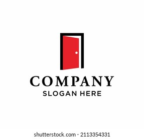 An open door silhouette logo concept isolated on white background. Suitable for service companies such as hotels, lodging and the like.