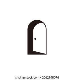 Open door silhouette logo design icon vector template