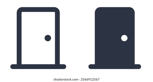 Open door simple icons set designed in filled, outline, line and stroke style