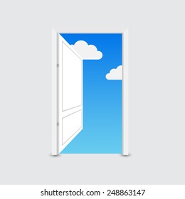 open door with sky