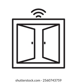 open door smart home isolated line icon