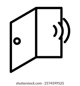 open door smart home isolated line icon