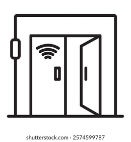 open door smart home isolated line icon