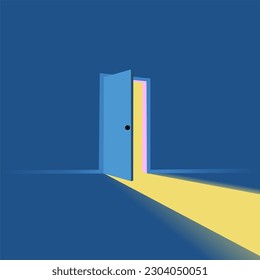 Open the door. Symbol of new careers, opportunities, business ventures and initiatives. Business concept. Vector illustration