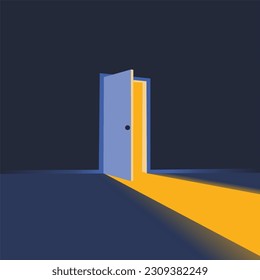 Open the door. Symbol of new careers, opportunities, business ventures and initiatives. Business concept. Vector illustration