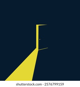 Open the door. Symbol of new careers, opportunities, business ventures and initiatives. Business concept. Vector illustration