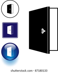 open door symbol sign and button