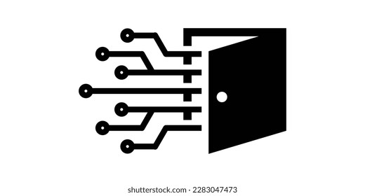 open door technology modern icon vector illustration