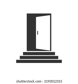 An open door. Template for logo, sticker, brand label and creative solutions. An idea for websites and applications. Flat style.