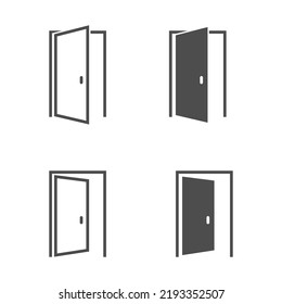 An open door. Template for logo, sticker, brand label and creative solutions. An idea for websites and applications. Flat style
