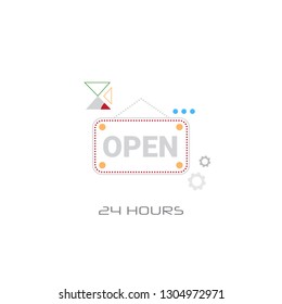 open door text sign shop label shopping concept line style isolated