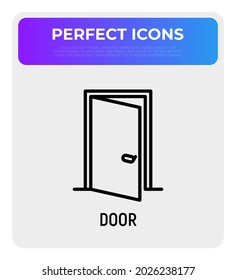 Open door thin line icon. Modern vector illustration, element of architecture.