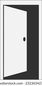 open door vector black and white illustration