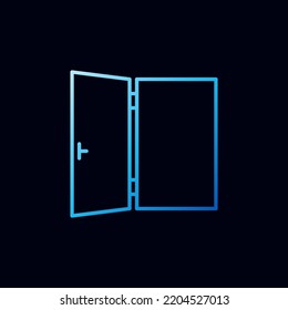 Open Door vector concept colorful icon or symbol in thin line style on dark background