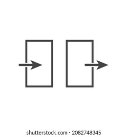 Öffnen Sie das Vektorsymbol der Tür. Symbol für Zimmereingang oder -ausgang auf weißem, isoliertem Hintergrund. Ebenen gruppiert für einfache Bearbeitungs-Illustration. Für Ihr Design.