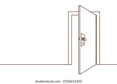 Abra a ilustração vetorial Door no fundo branco.